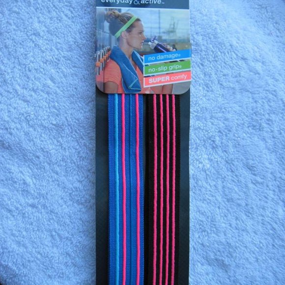 Scunci Everyday & Active No Slip Silicone No Metal Damage Comfy Head Bands Black - Picture 9 of 16